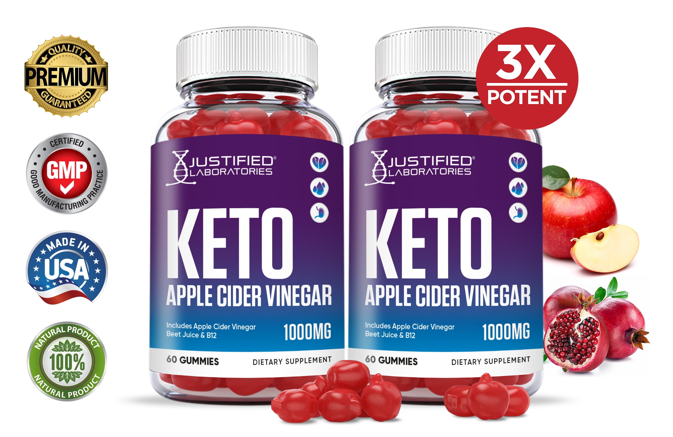 thumbnail image 2 of (2 Pack) Pure Slim Keto + ACV Gummies – Advanced Weight Loss & Energy – Apple Flavor – 120 Gummies 2 of 5