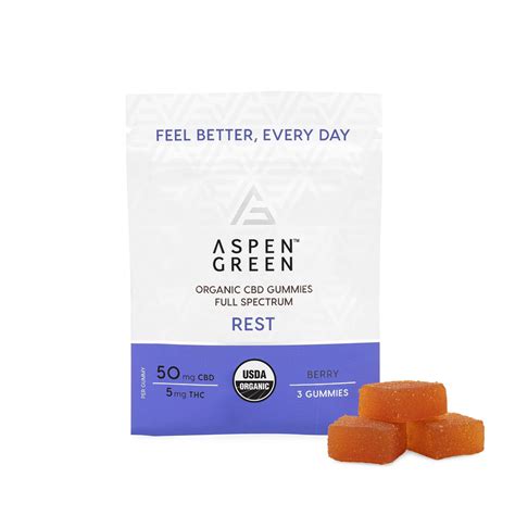 Aspen Green Rest Organic Full Spectrum CBD Gummies - Natural Relaxation & Stress Relief