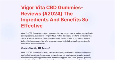 Reviews on Vigor Vita CBD Gummies: Benefits, Side Effects, and User Experiences