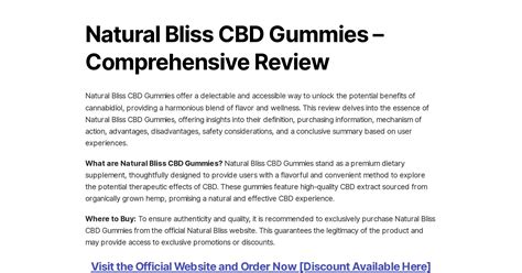 Exploring the Benefits of Natural Bliss CBD Gummies: A Comprehensive Review